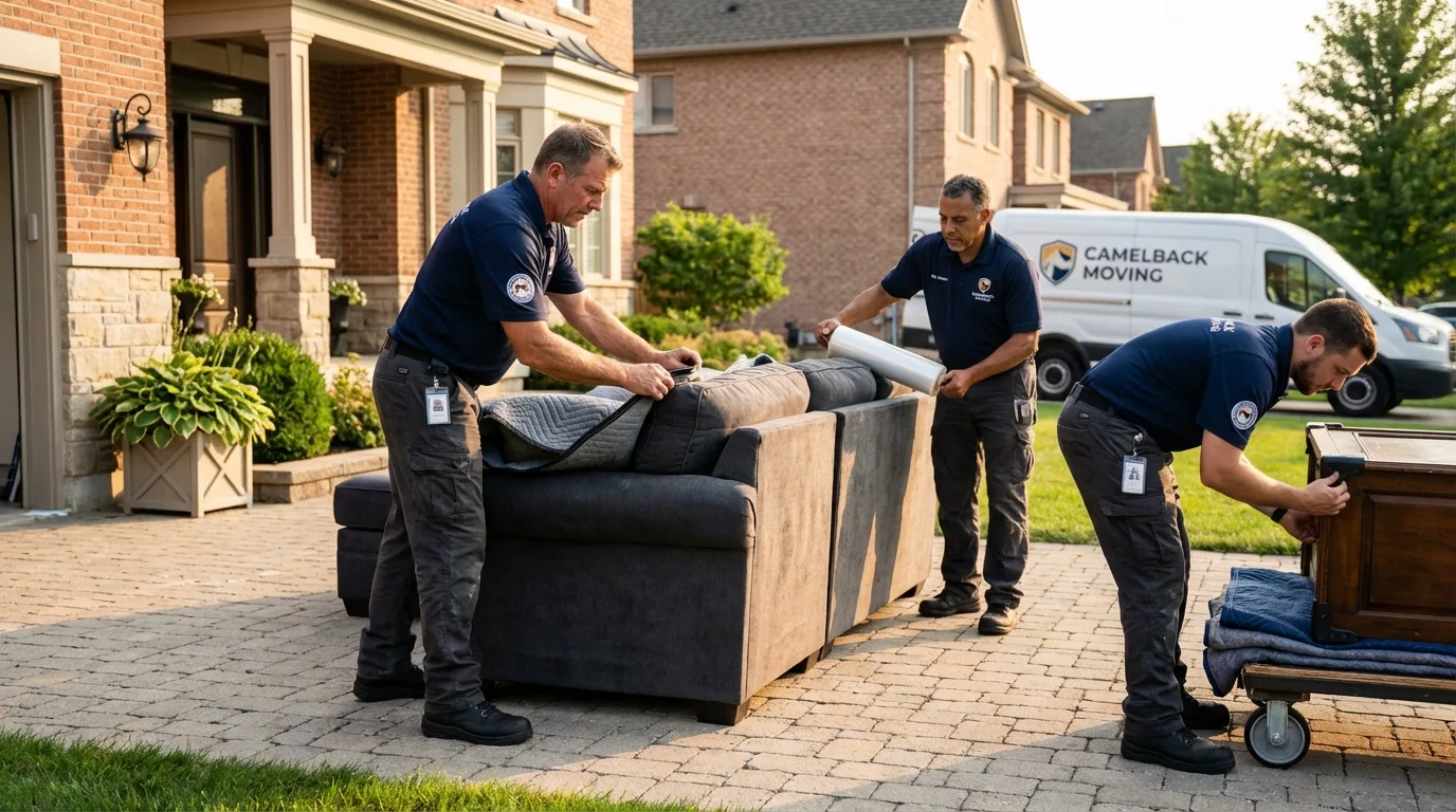 Large estate moving crew wrapping furniture in Allendale, SC